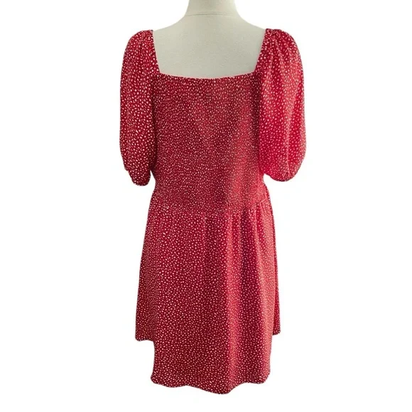 MADEWELL Silk Lucie Puff-Sleeve Smocked Mini Dress in Park Picnic, XXL $158 - Picture 7 of 12